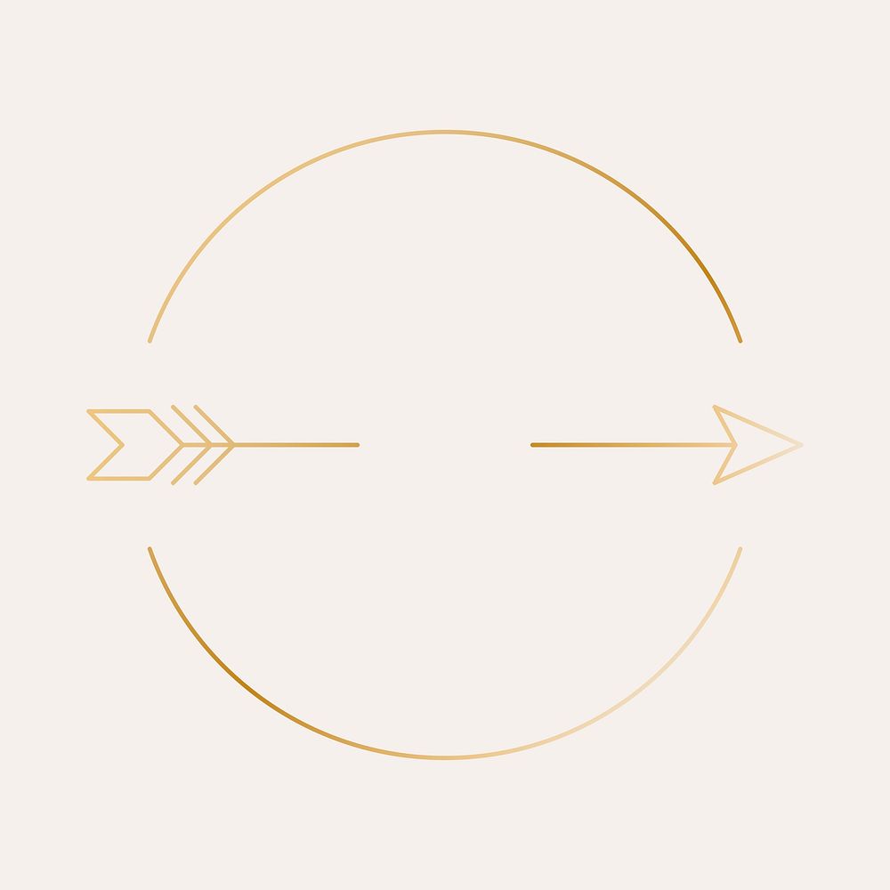 Arrow gold logo element, simple tribal graphic vector design