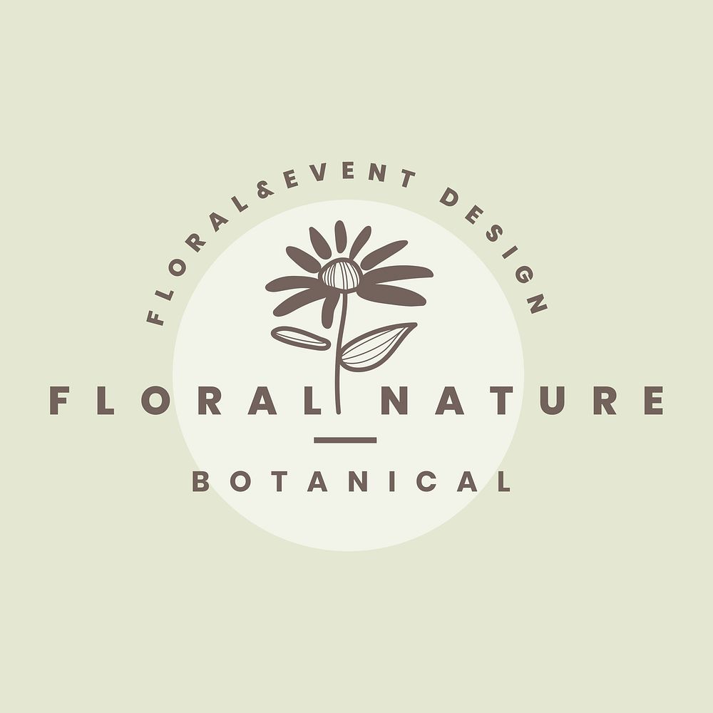 Flower business logo template, aesthetic design vector