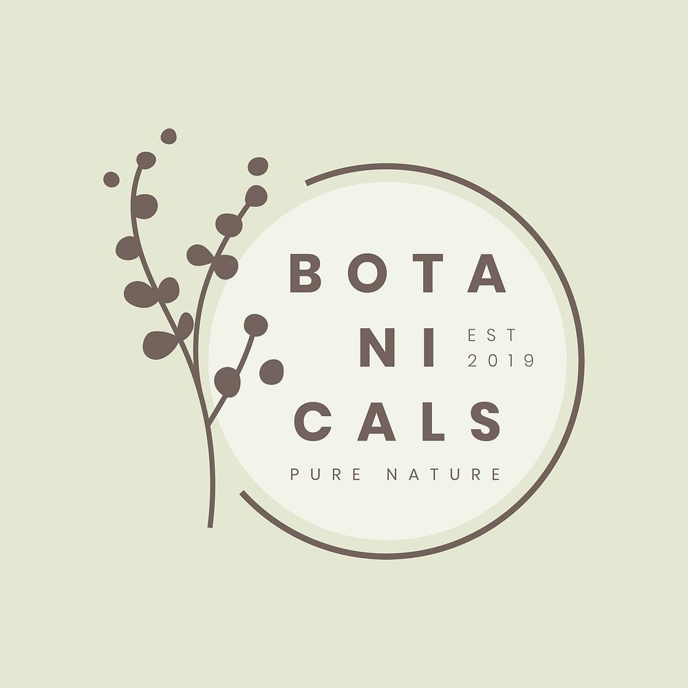Botanical business logo template, green aesthetic design for organic business psd