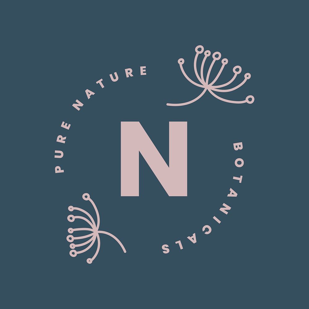 Minimal botanical logo template, modern design for organic business psd