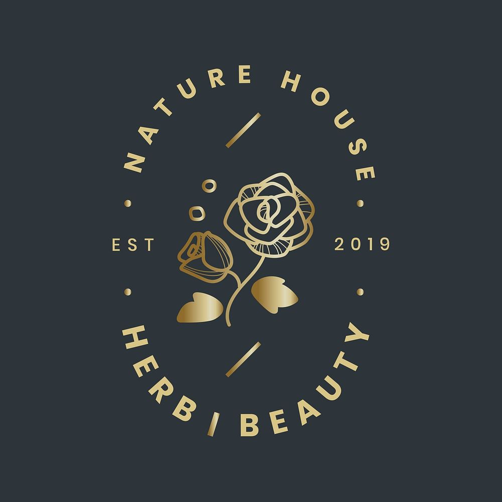Gold rose business logo template, flower design for beauty brands vector