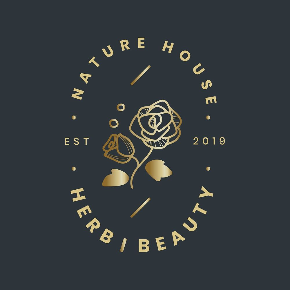 Gold rose business logo template, flower design for beauty brands psd