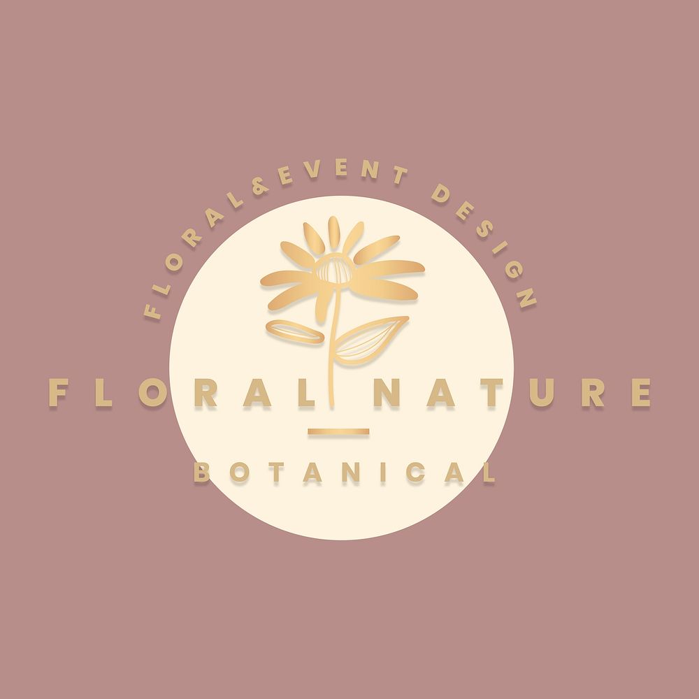 Flower business logo template, elegant aesthetic design psd