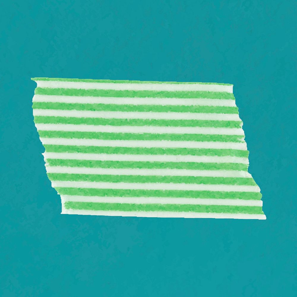 Stripe washi tape collage element, green pattern design psd