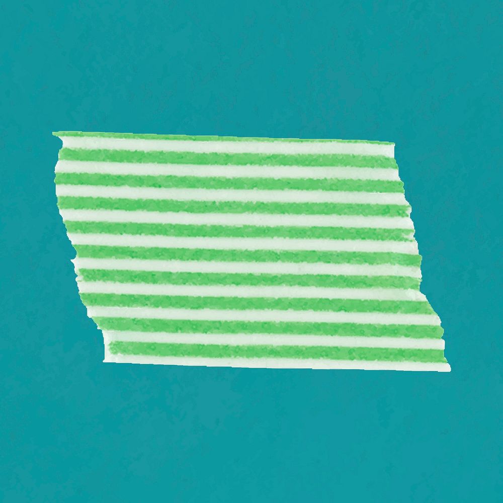 Green washi tape sticker, striped pattern collage element vector