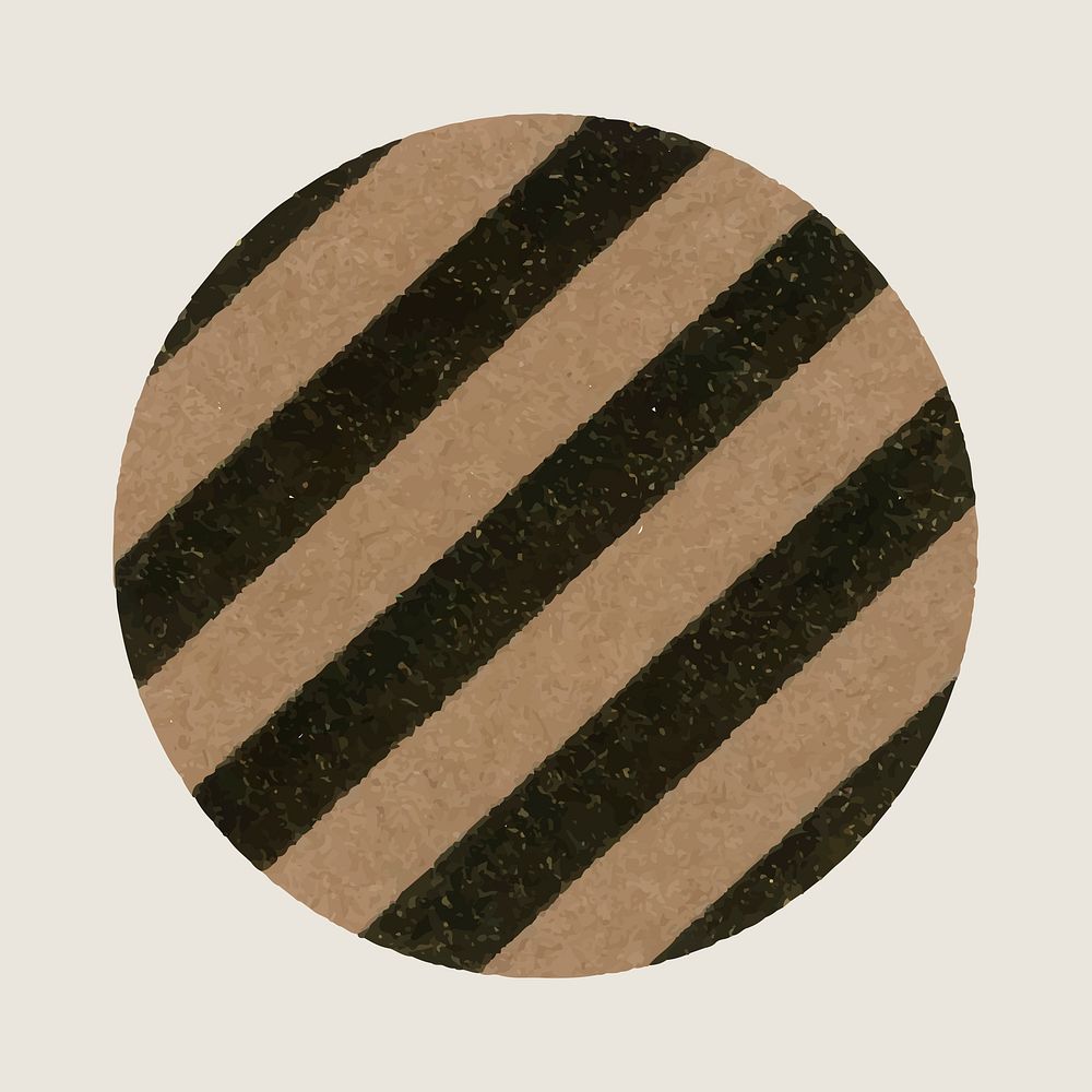 Circle shape sticker, brown striped pattern, collage element vector
