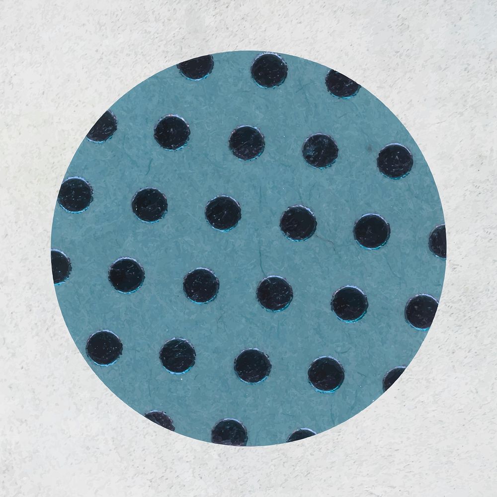 Circle shape sticker, blue polka dot pattern, collage element vector