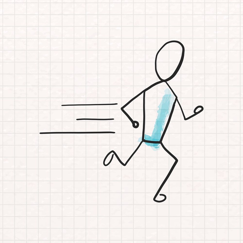 Running man, cartoon doodle vector