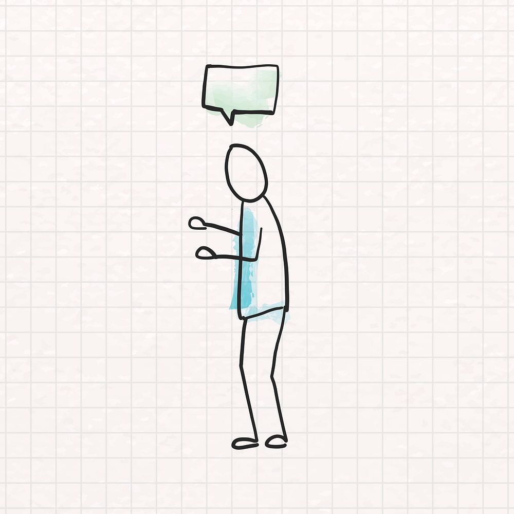 Talking person doodle, conversation clipart vector