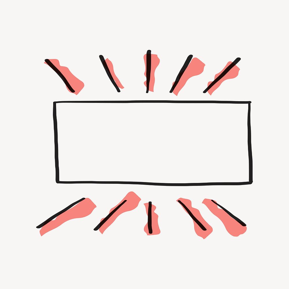 Rectangle frame, simple doodle design element psd