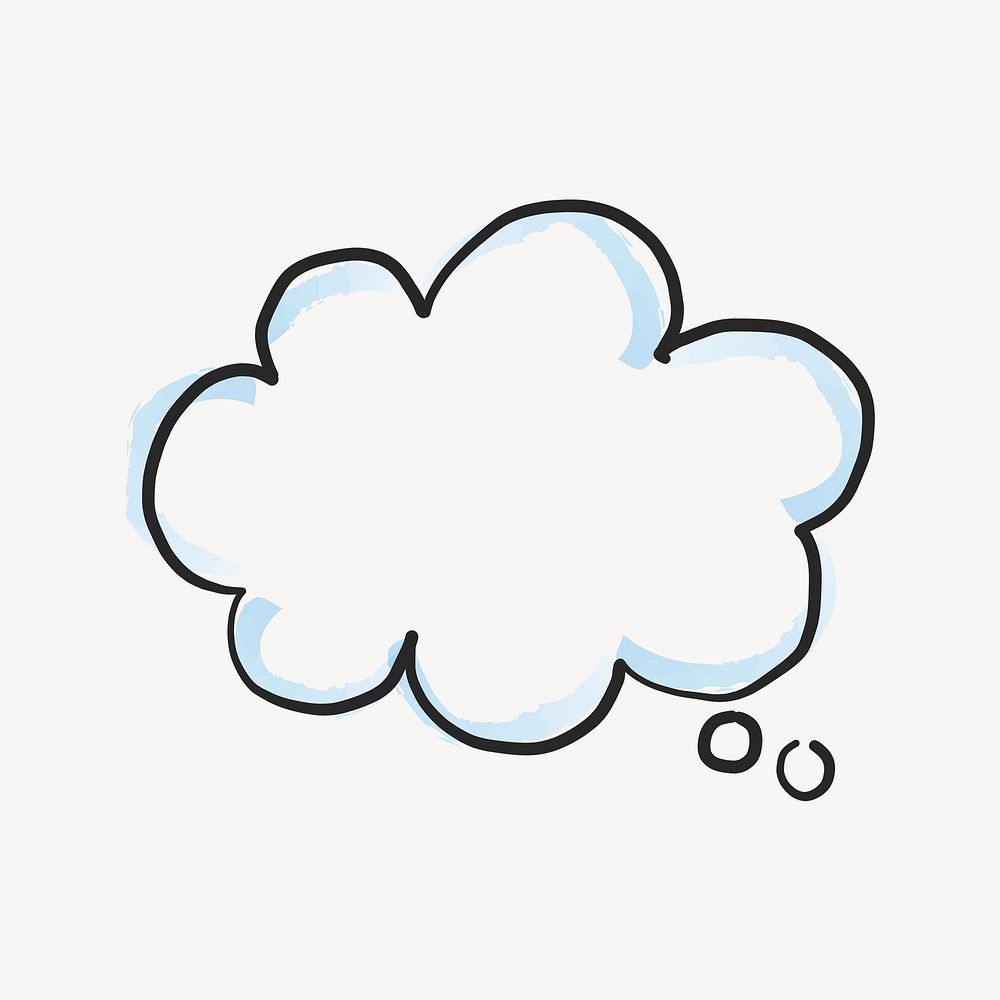 Blank think bubble, fluffy cloud shape psd