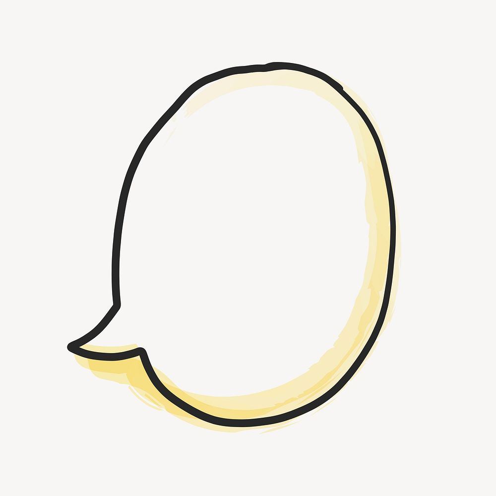 Round speech bubble, doodle clipart vector