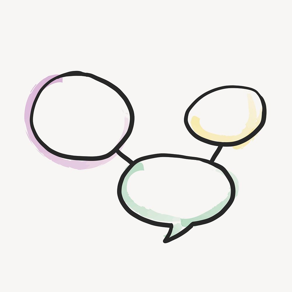 Multiple speech bubbles, simple doodle clipart vector