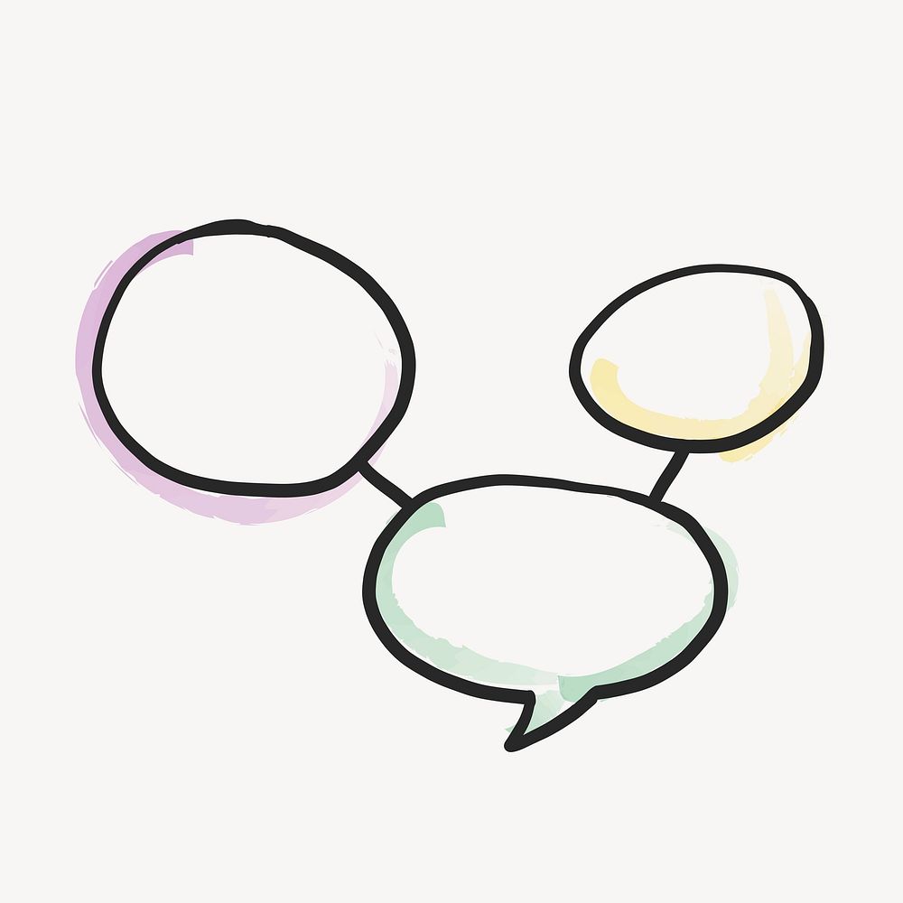 Multiple speech bubbles, simple doodle clipart