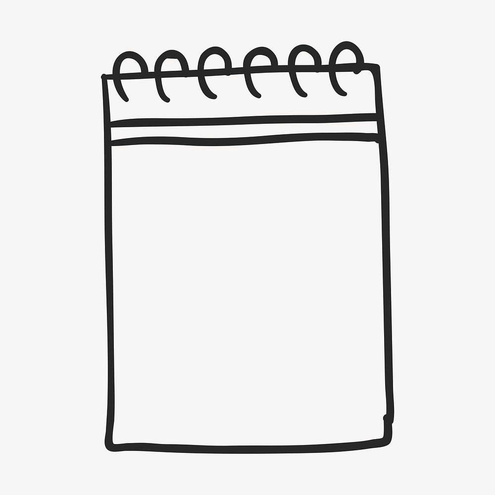 Blank spiral notebook, stationery doodle clipart