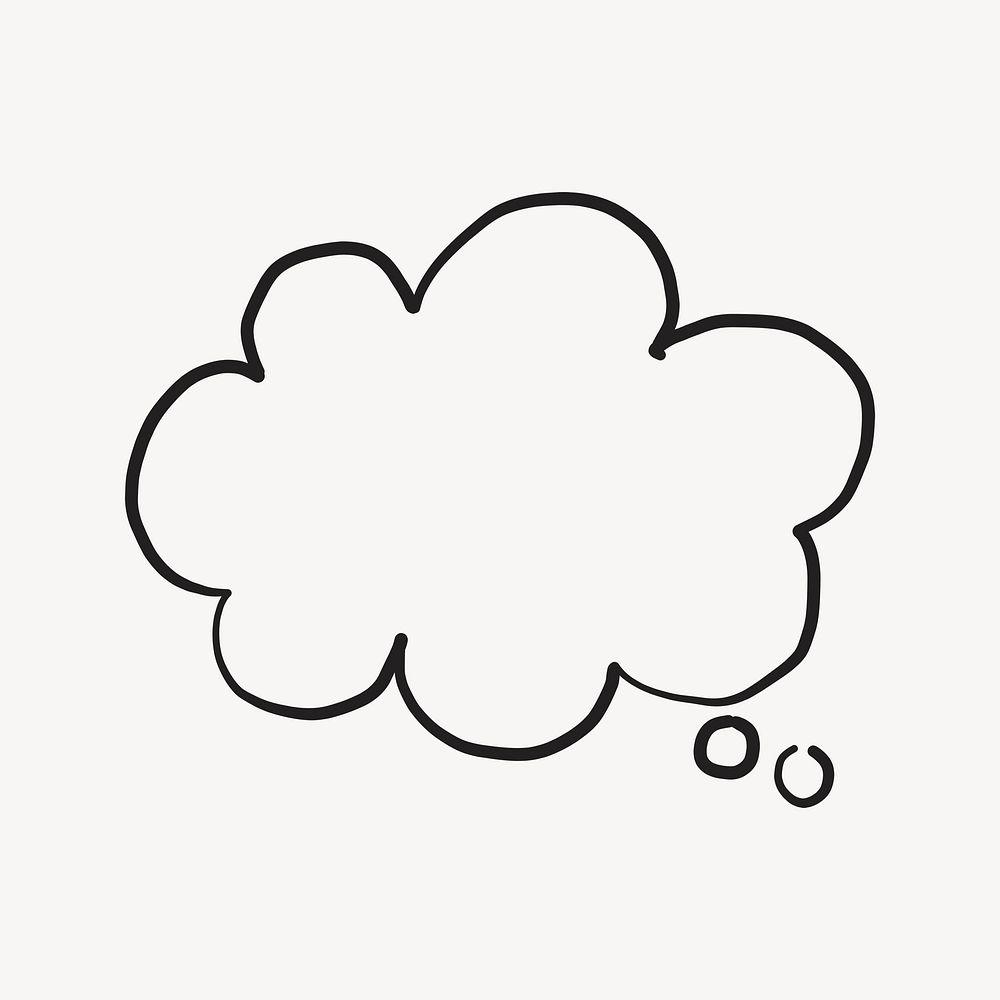 Think speech bubble, fluffy cloud shape psd