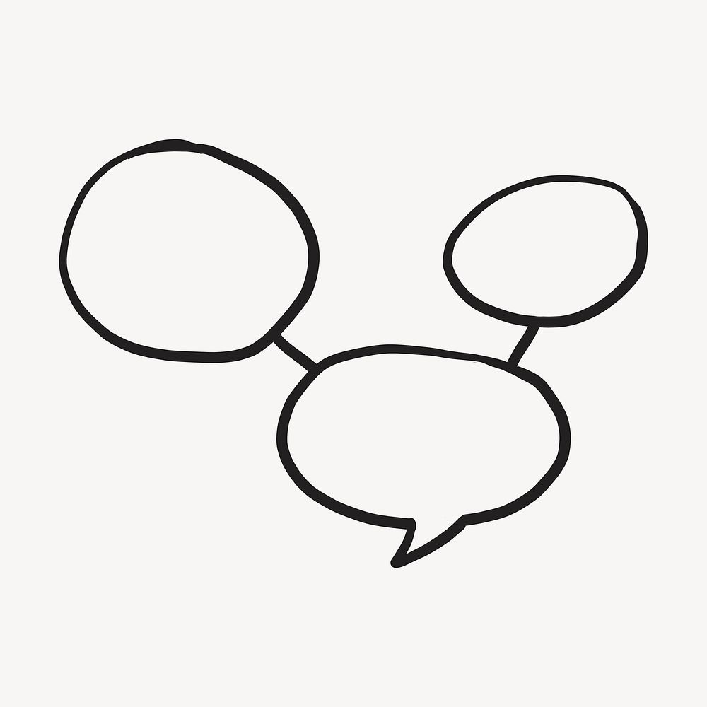 Multiple speech bubbles, simple doodle clipart vector