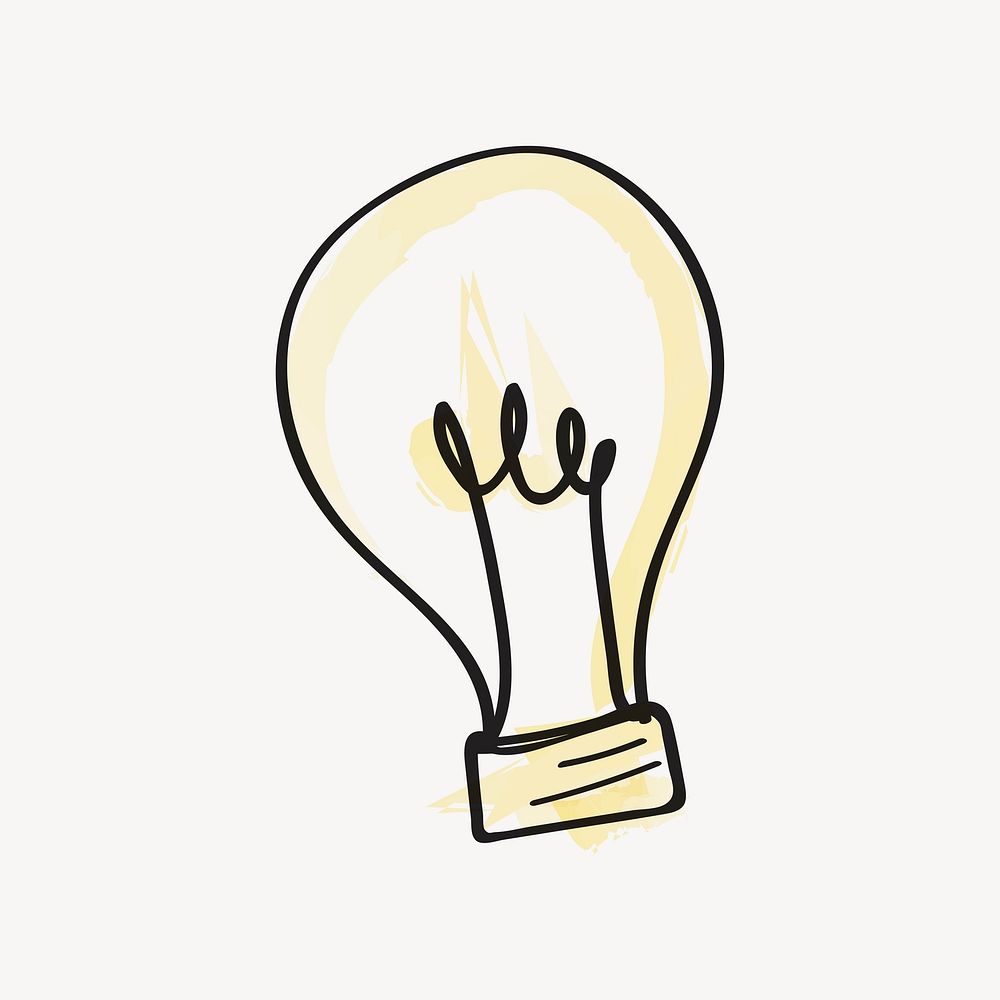 New idea, light bulb doodle, business clipart 