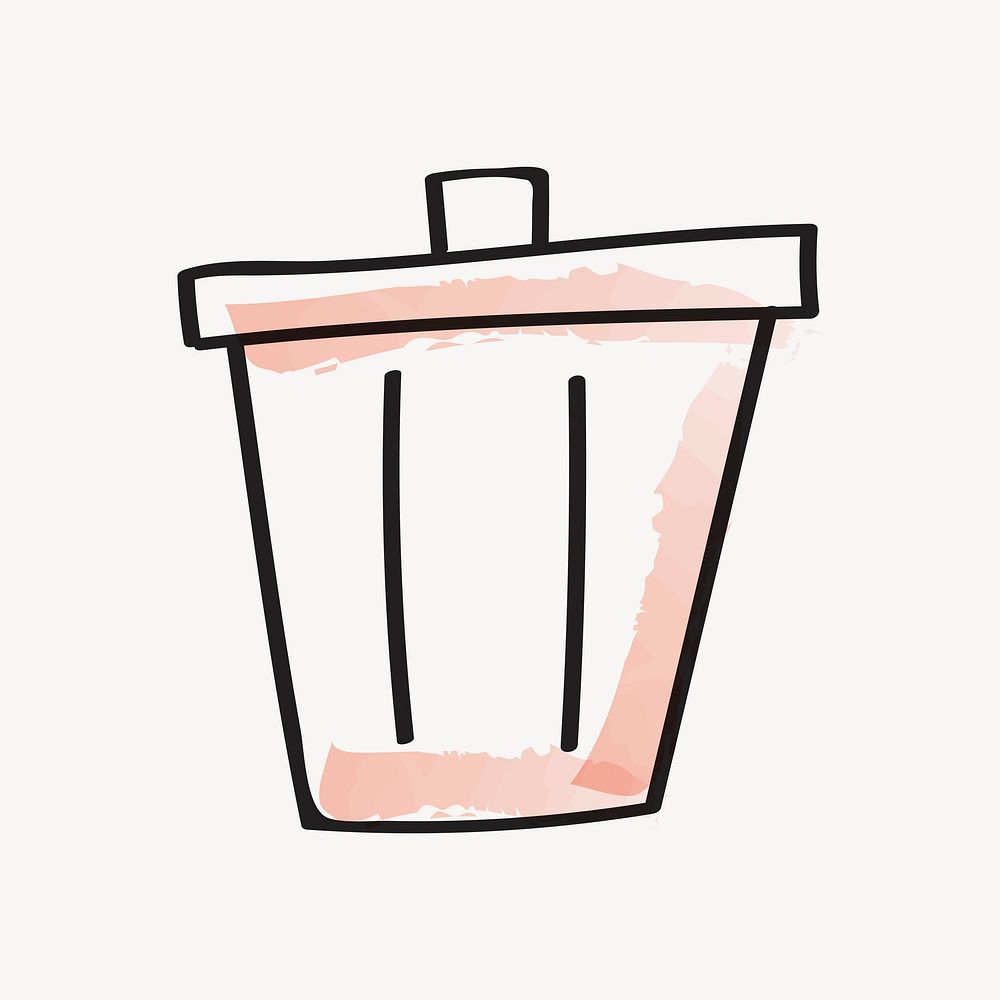 Trash bin doodle icon clipart vector