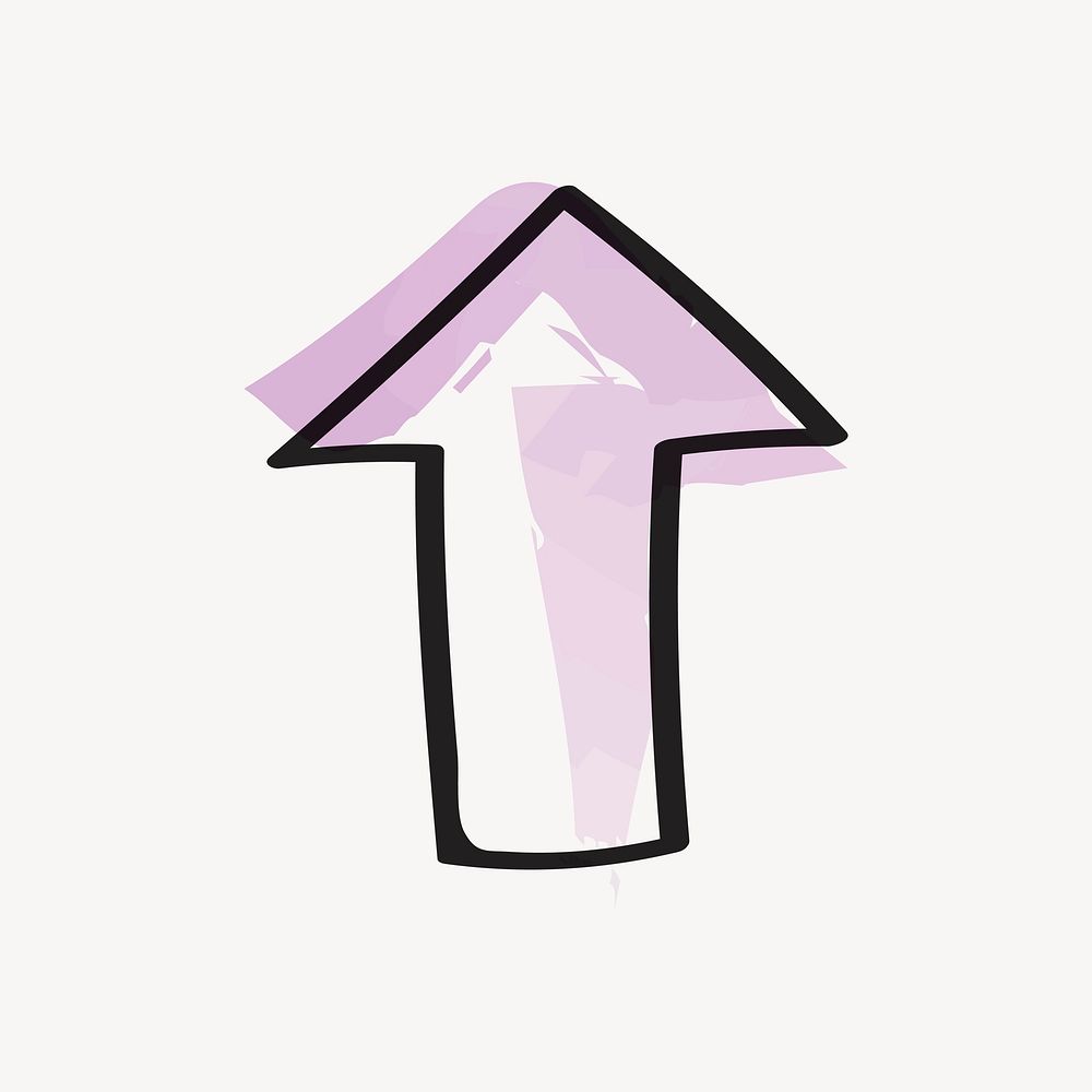 Up arrow, doodle icon clipart vector