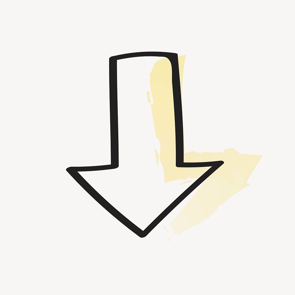 Down arrow, doodle icon clipart