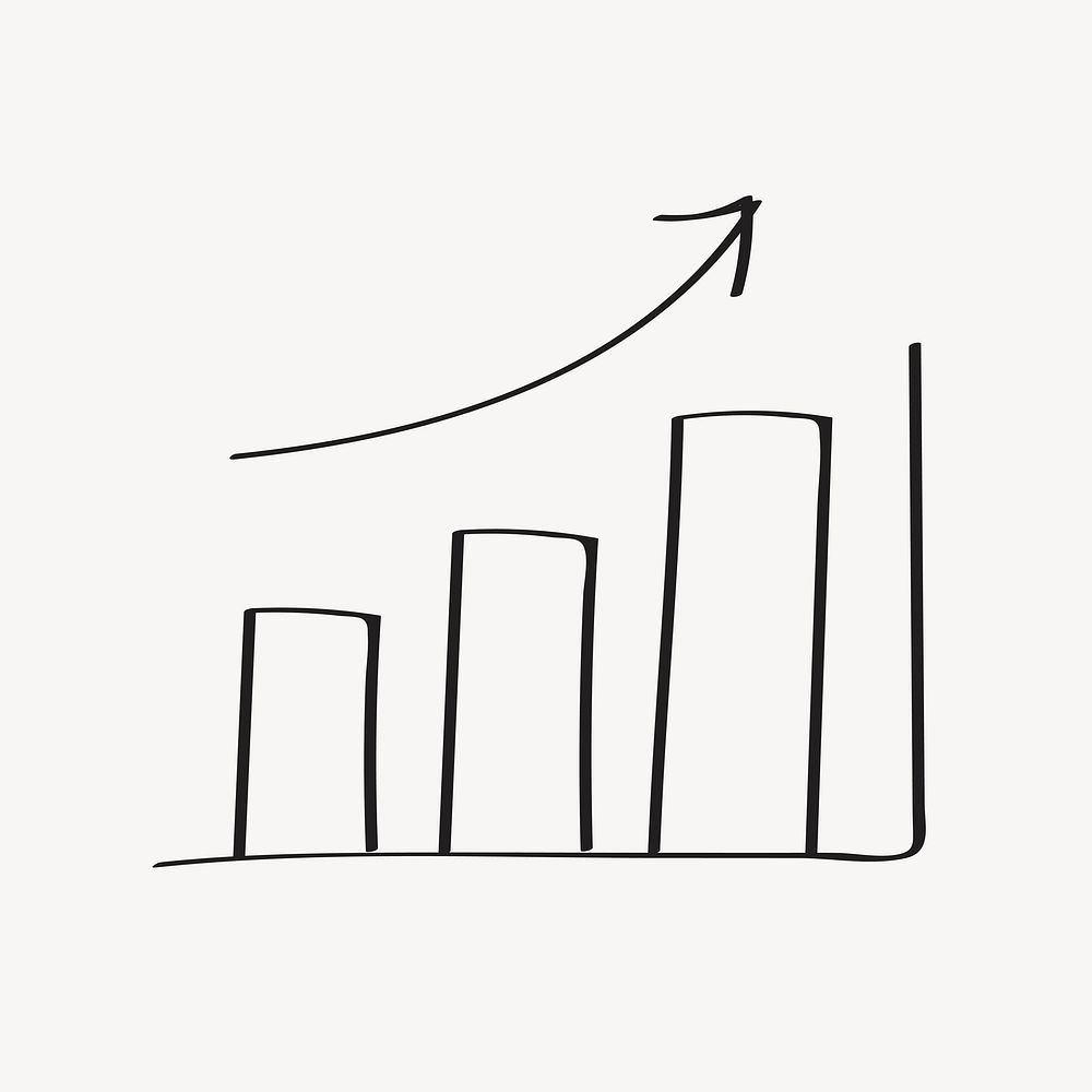 Business success doodle, increase bar chart clipart