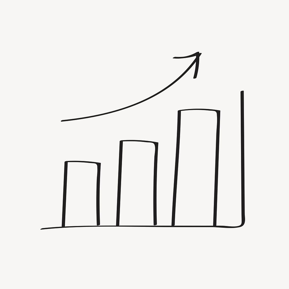 Business success doodle, increase bar chart psd