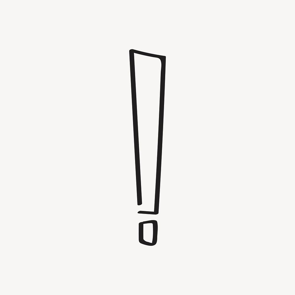 Exclamation mark, doodle line icon vector