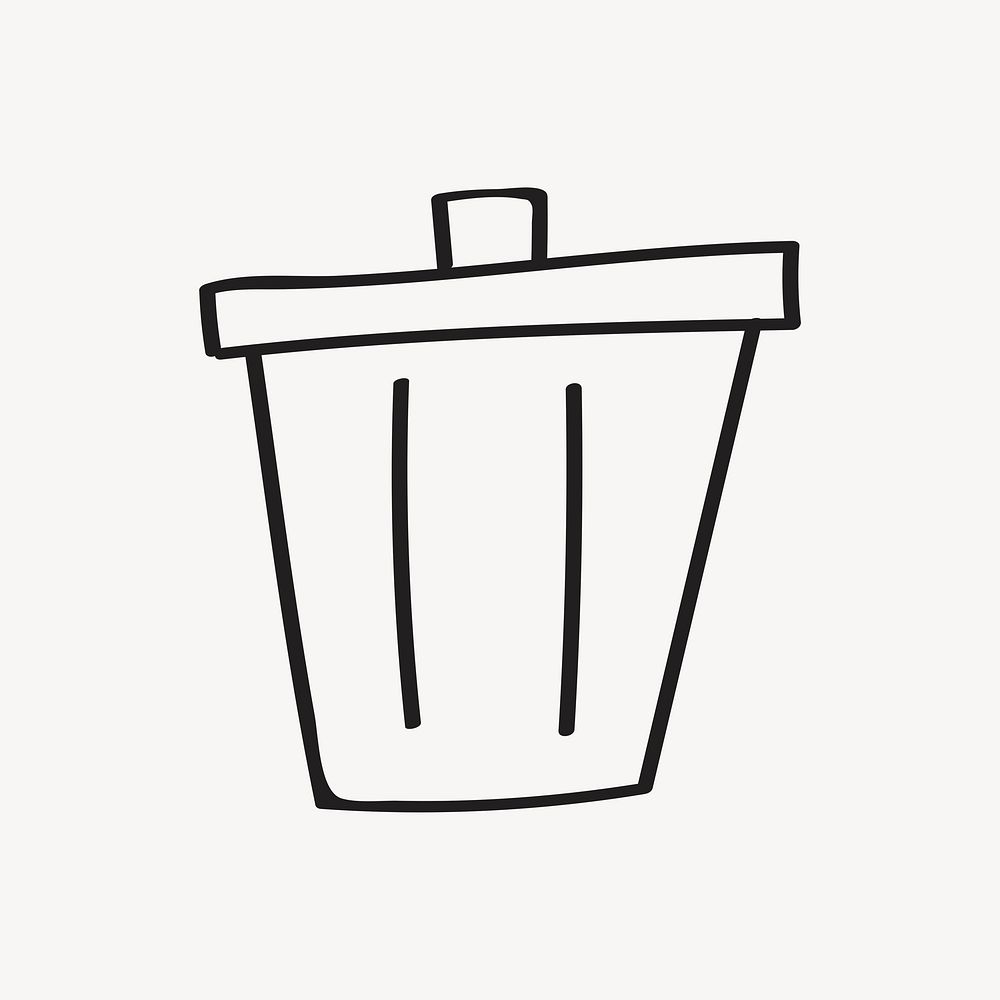 Trash bin doodle icon clipart psd
