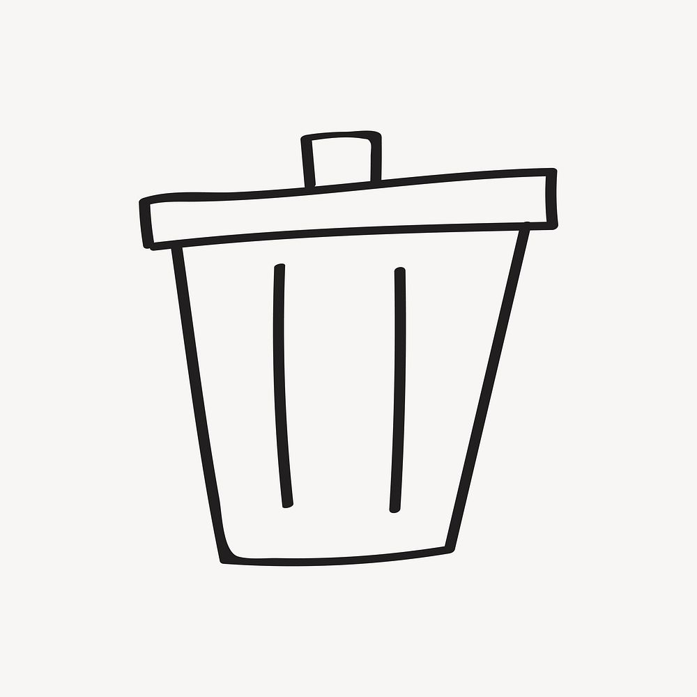 Trash bin doodle icon clipart
