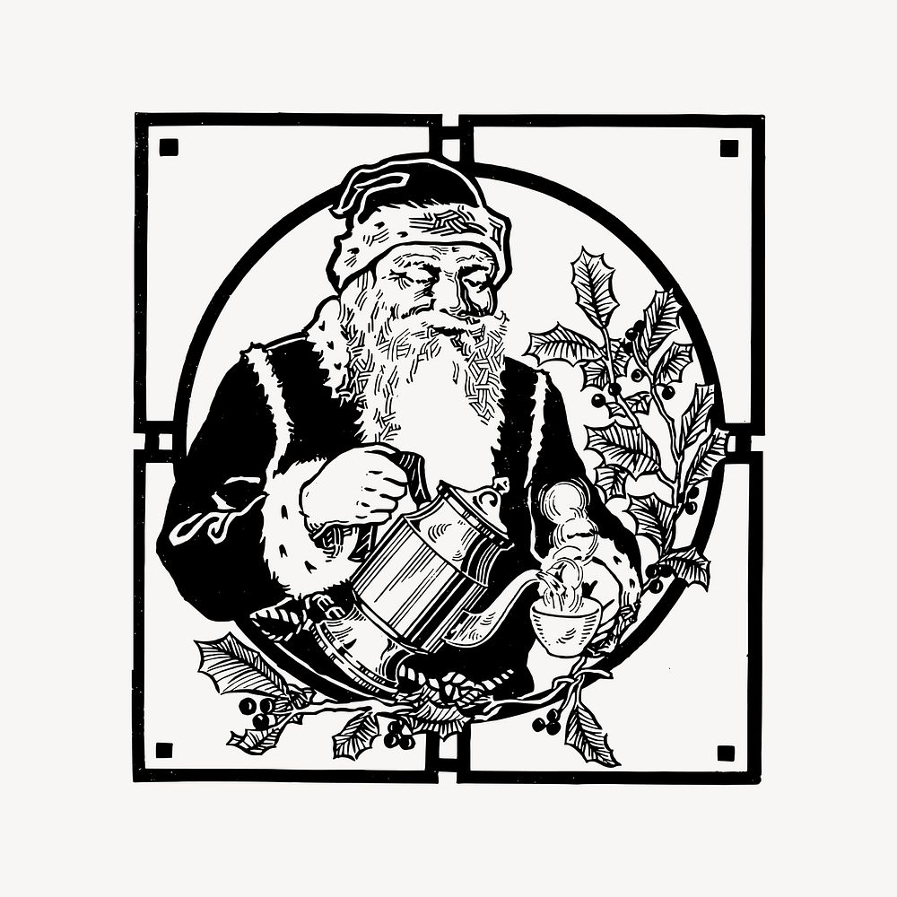Santa Claus clipart, vintage Christmas illustration vector. Free public domain CC0 image.