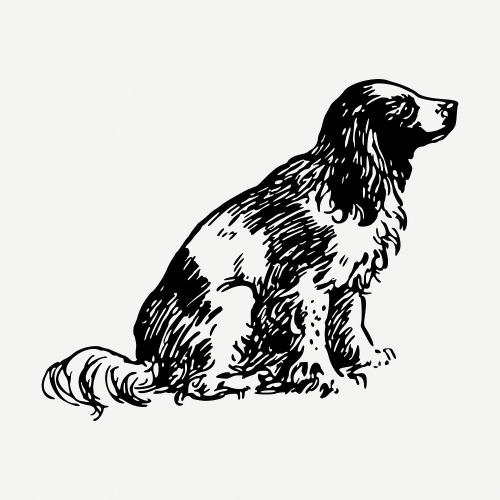 Dog drawing, vintage pet animal illustration psd. Free public domain CC0 image.