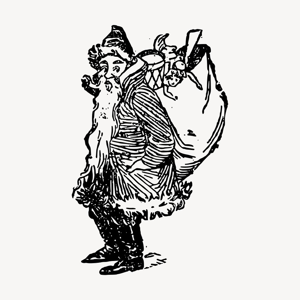 Santa Claus clipart, vintage Christmas illustration vector. Free public domain CC0 image.