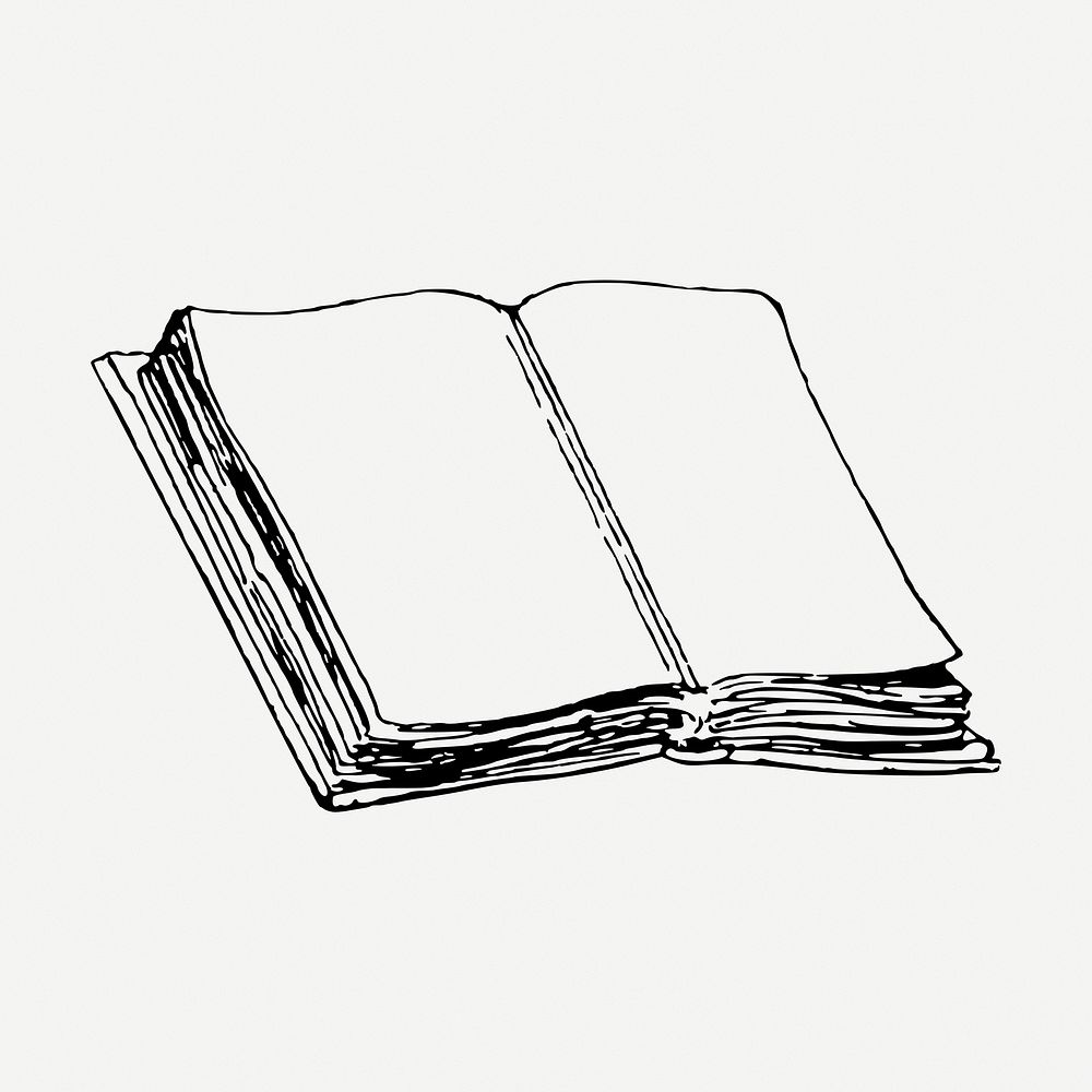 Open book drawing, vintage stationery illustration psd. Free public domain CC0 image.