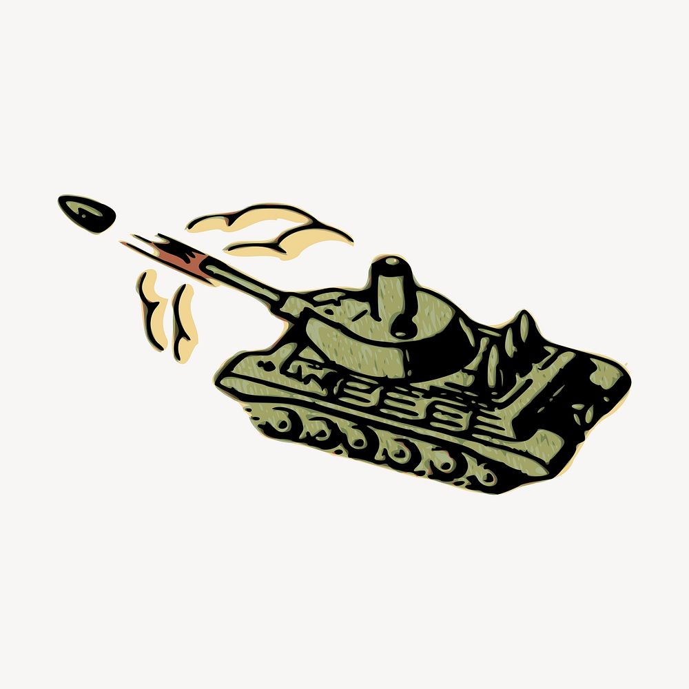 Military tank clipart, vintage vehicle illustration vector. Free public domain CC0 image.