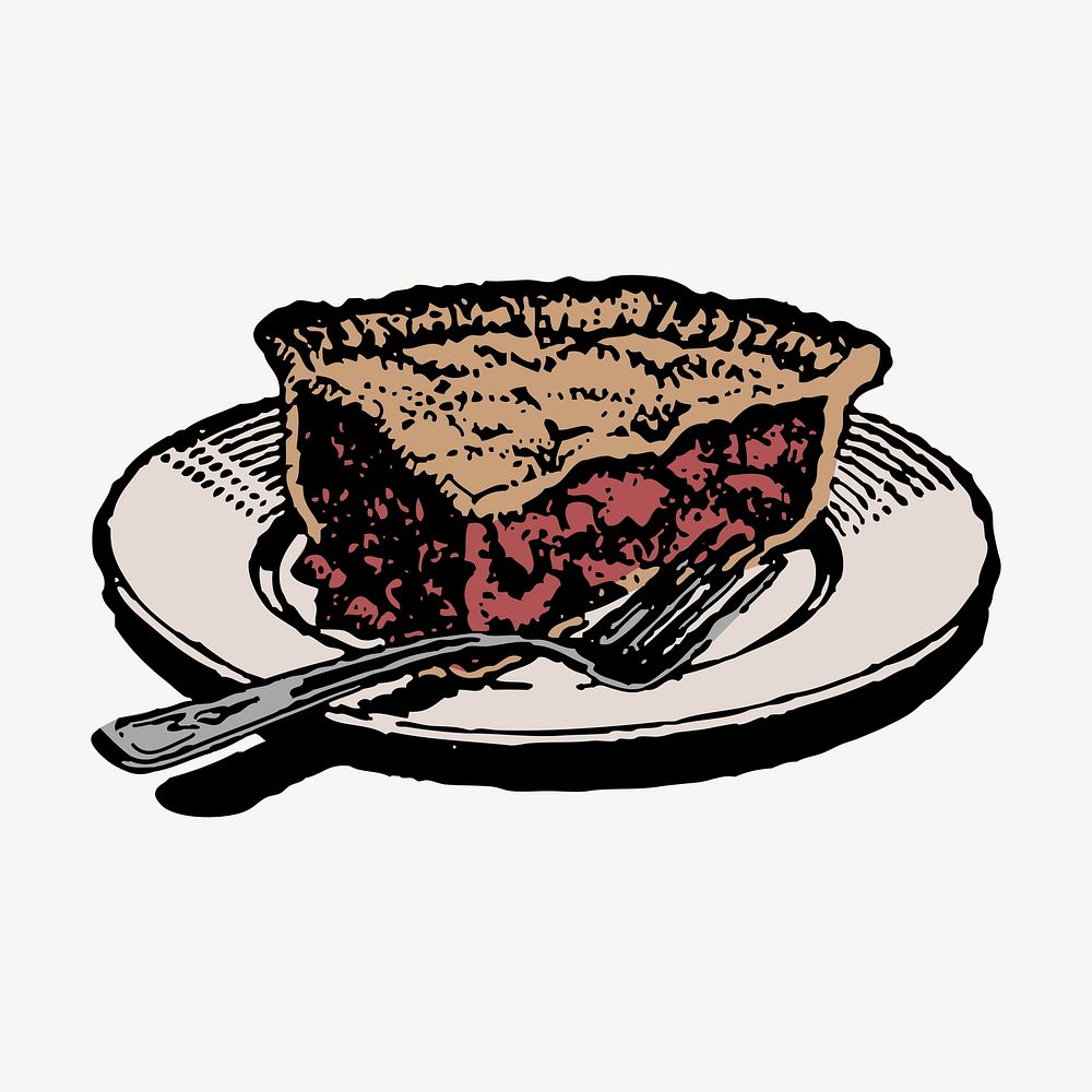 Apple pie slice clipart, vintage dessert illustration vector. Free public domain CC0 image.
