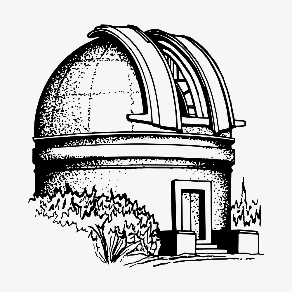 Observatory dome clipart, vintage architecture illustration vector. Free public domain CC0 image.