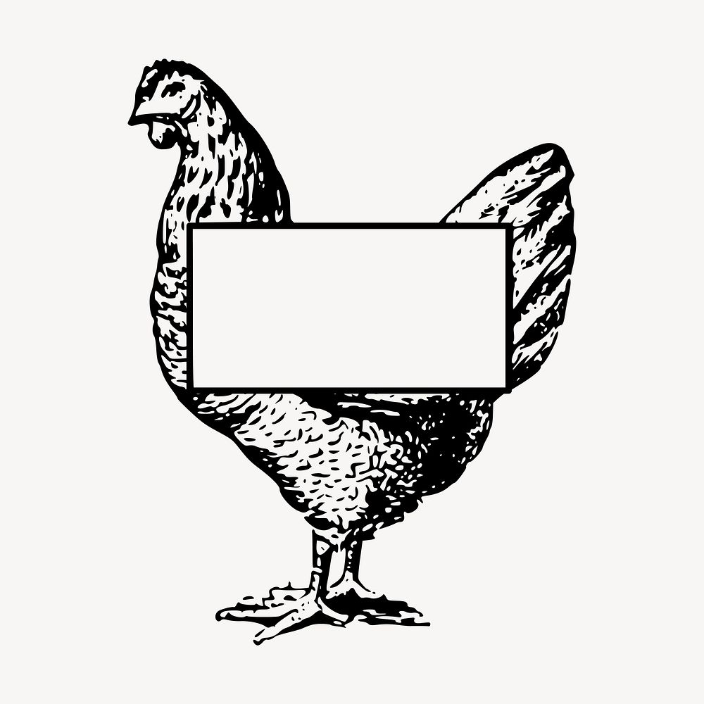 Chicken frame clipart, vintage animal illustration vector. Free public domain CC0 image.