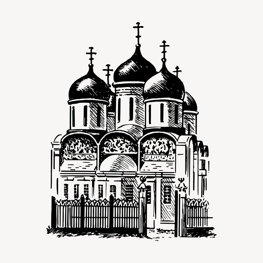 Russian buildings clipart, Byzantine architecture illustration vector. Free public domain CC0 image.