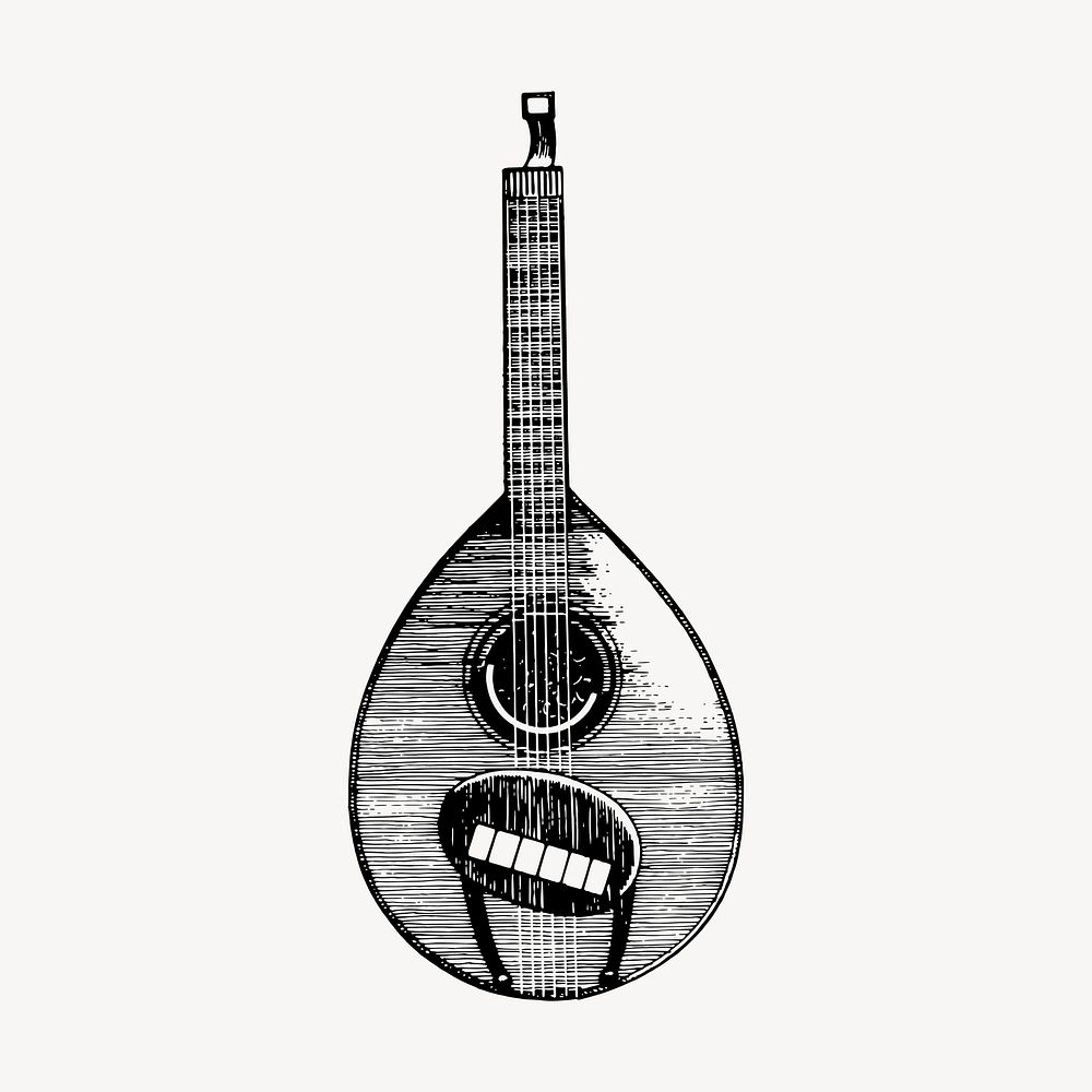 Bouzouki clipart, musical instrument illustration vector. Free public domain CC0 image.