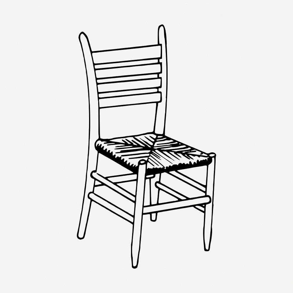 Chair drawing, vintage furniture illustration psd. Free public domain CC0 image.