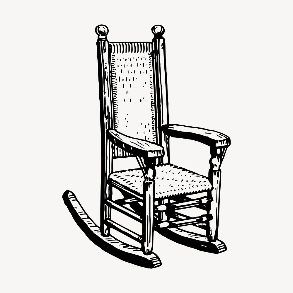 Rocking chair clipart, vintage furniture illustration vector. Free public domain CC0 image.