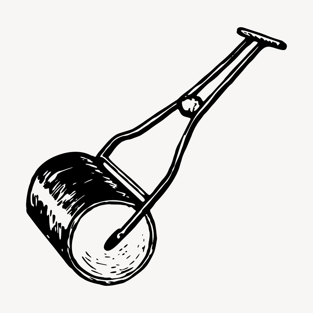 Grass roller clipart, gardening equipment illustration vector. Free public domain CC0 image.