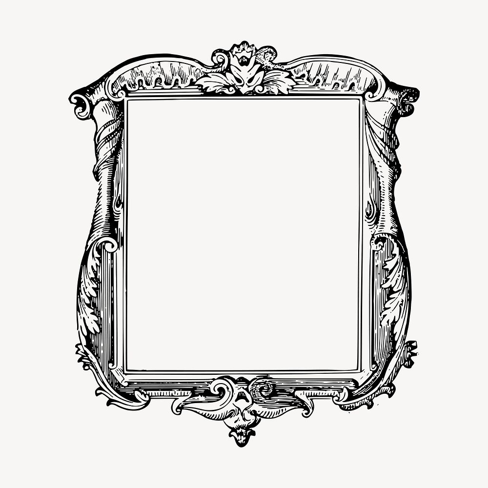 Luxurious ornate frame clipart, vintage illustration vector. Free public domain CC0 image.