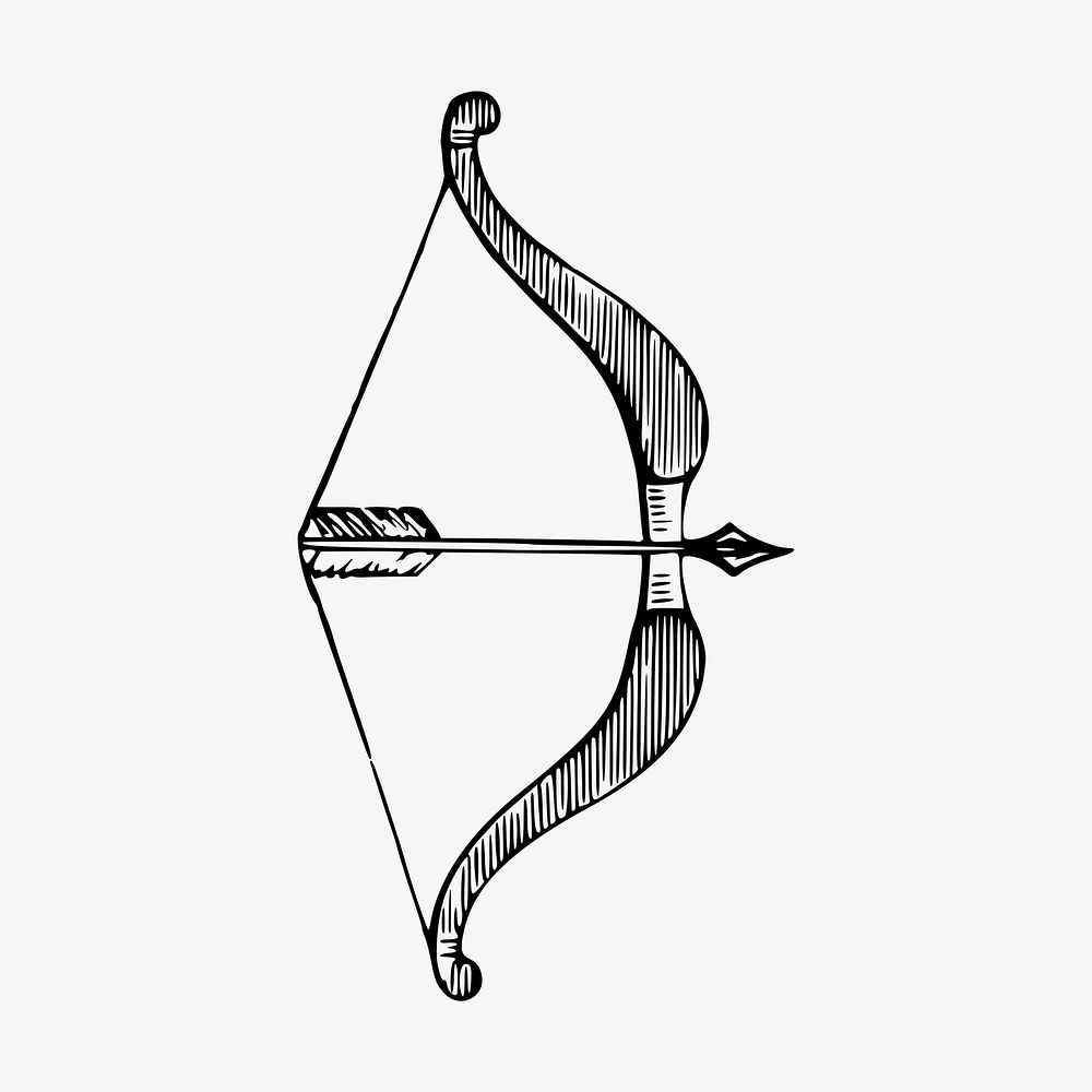 Arrow, bow clipart, vintage archery illustration vector. Free public domain CC0 image.