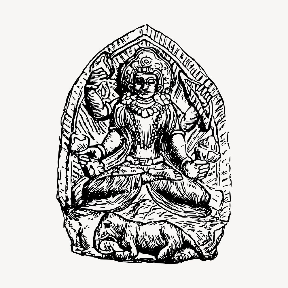 Hindu god clipart, vintage religious illustration vector. Free public domain CC0 image.