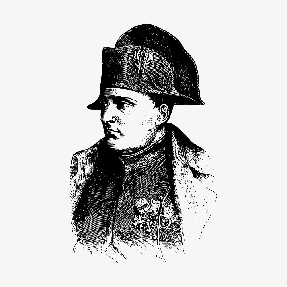 Napoleon Bonaparte clipart, famous person portrait vector. Free public domain CC0 image.