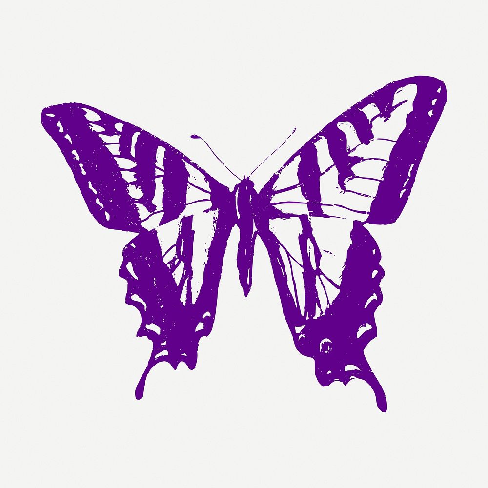 Purple butterfly collage element, vintage insect illustration psd. Free public domain CC0 image.