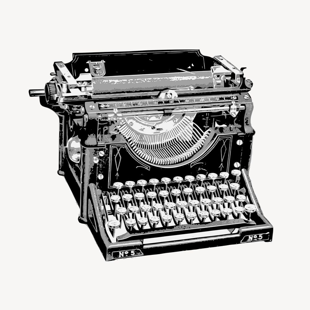 Typewriter clipart, vintage object illustration vector. Free public domain CC0 image.