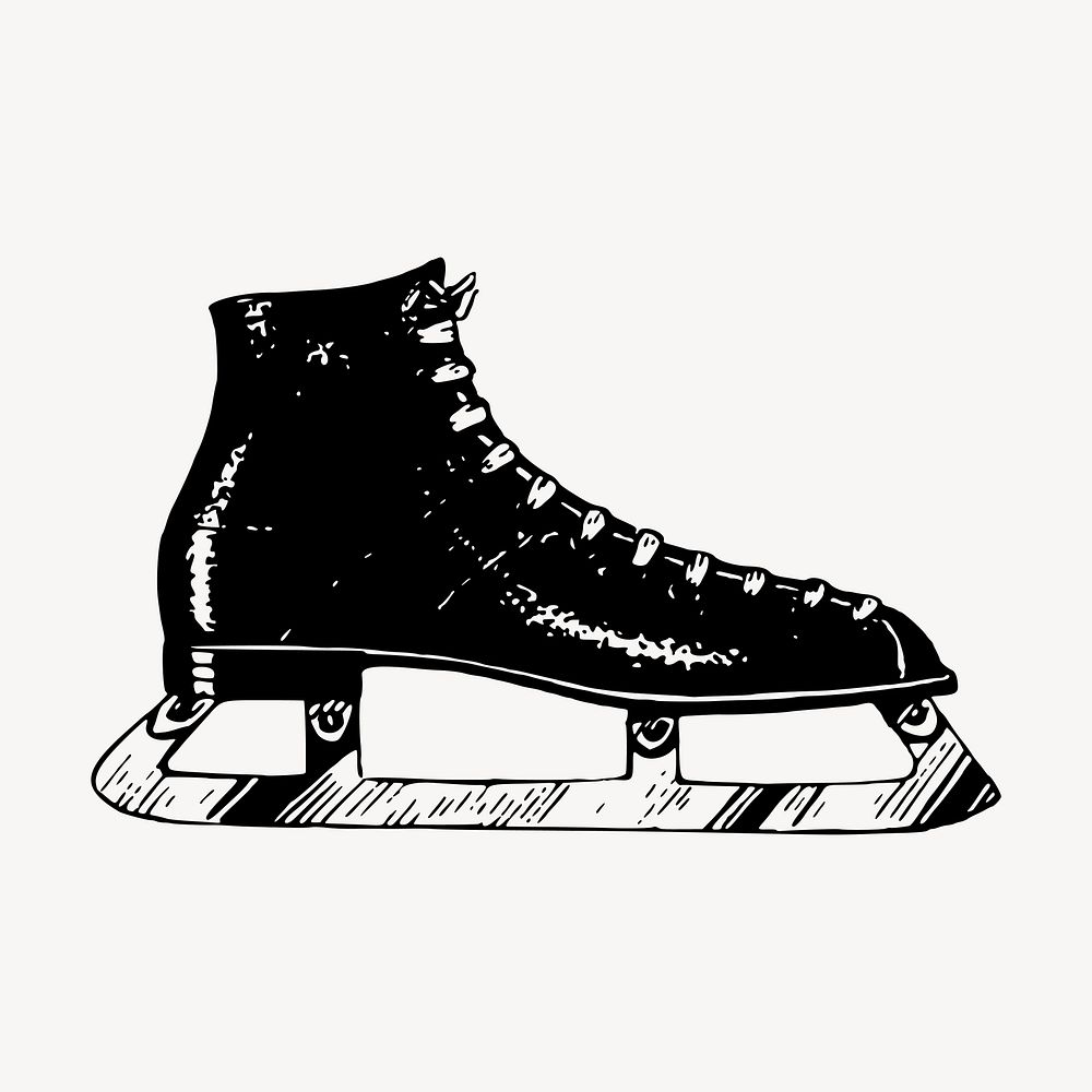 Figure skates drawing, vintage shoes illustration vector. Free public domain CC0 image.